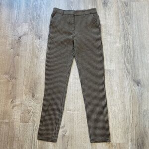 Houndstooth brown black Pants slim Stretch S preppy Career Work Academia twee